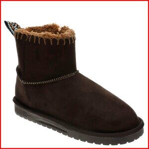 Women's Knit Boots with Tie Detail, Shearling Lining, Flat Heel